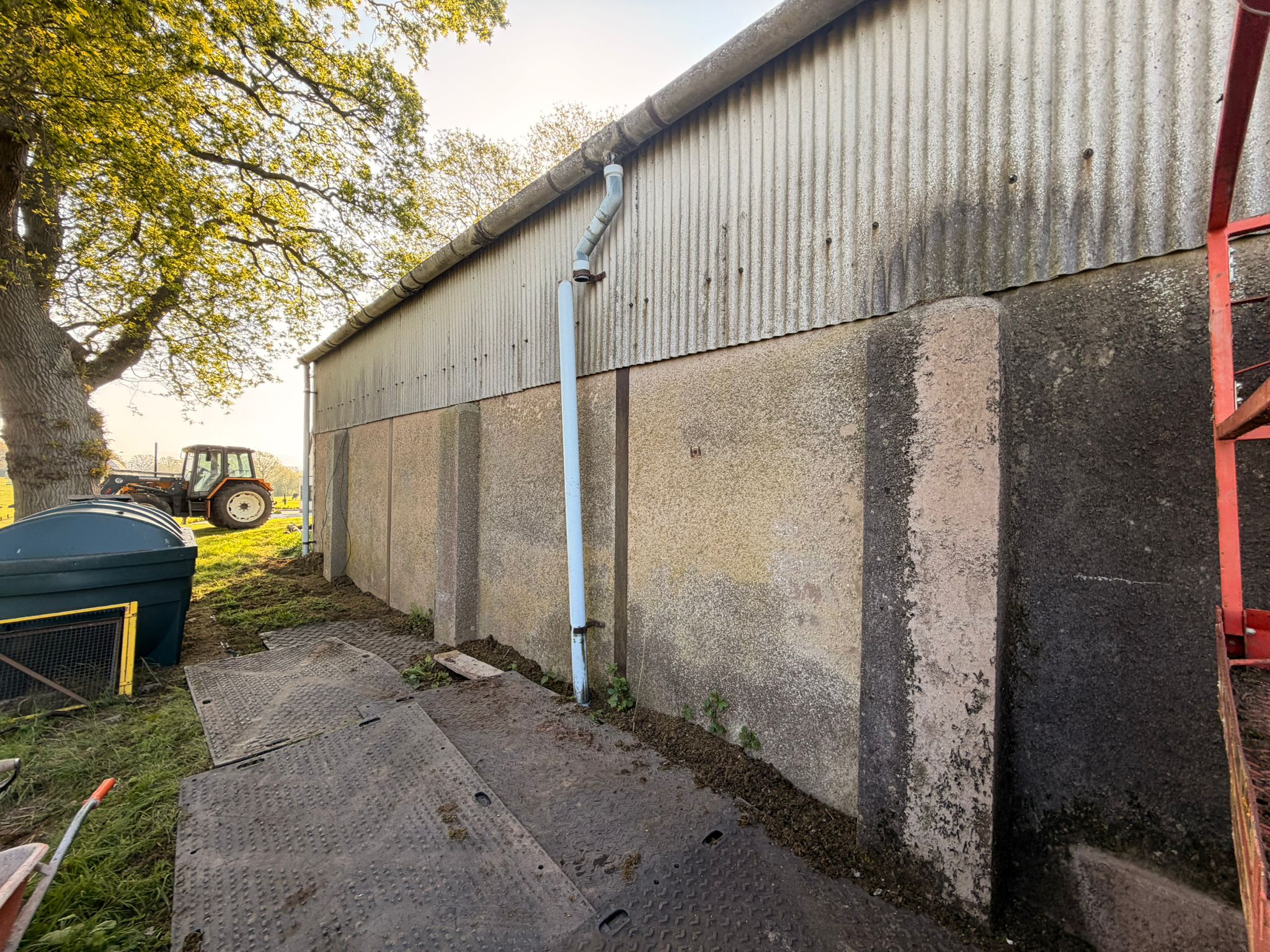 Agricultural barn wall after shot blasting in County Durham