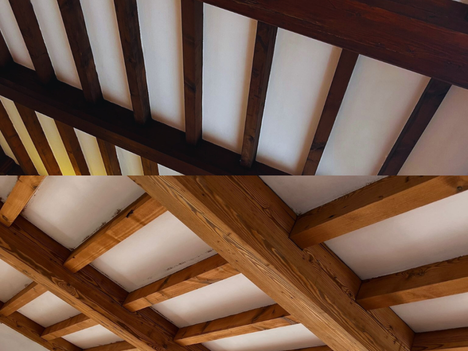 Oak beam restoration before and after