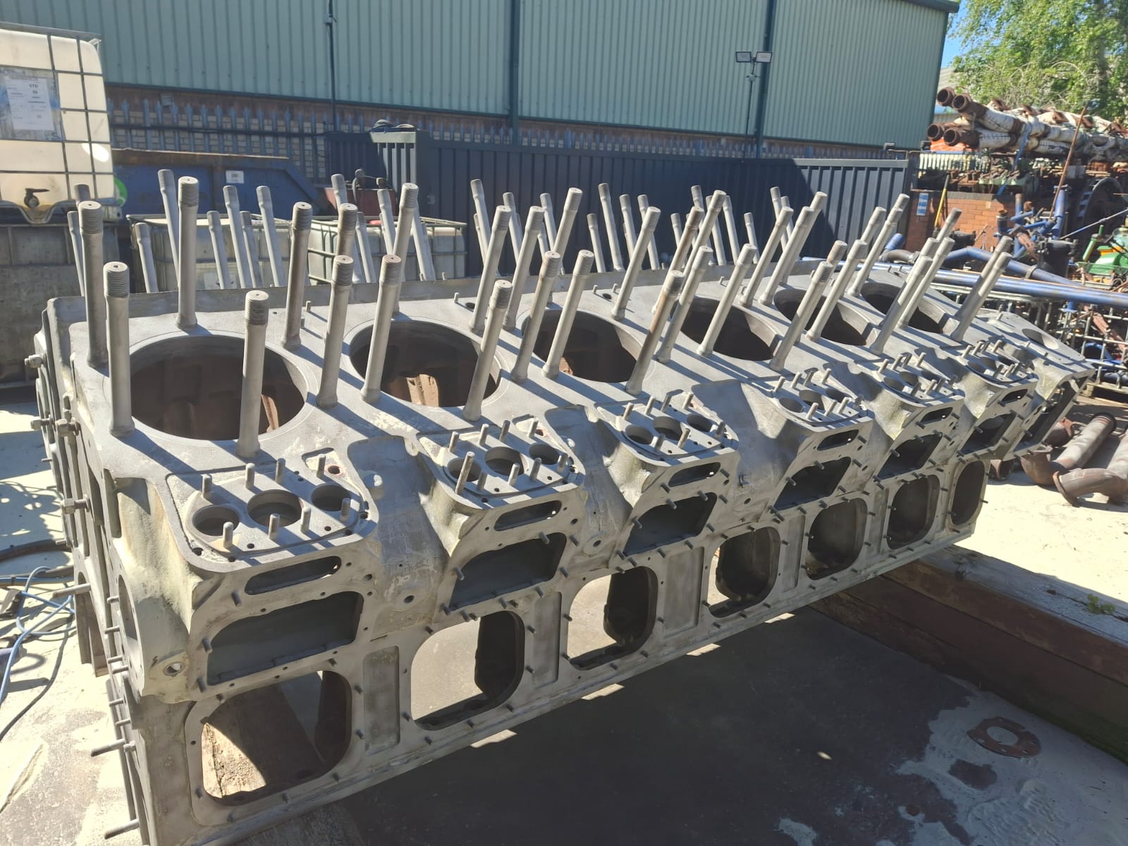 Marine diesel engine block after shot blasting in County Durham