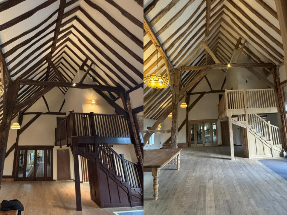 Barn sandblasting before and after