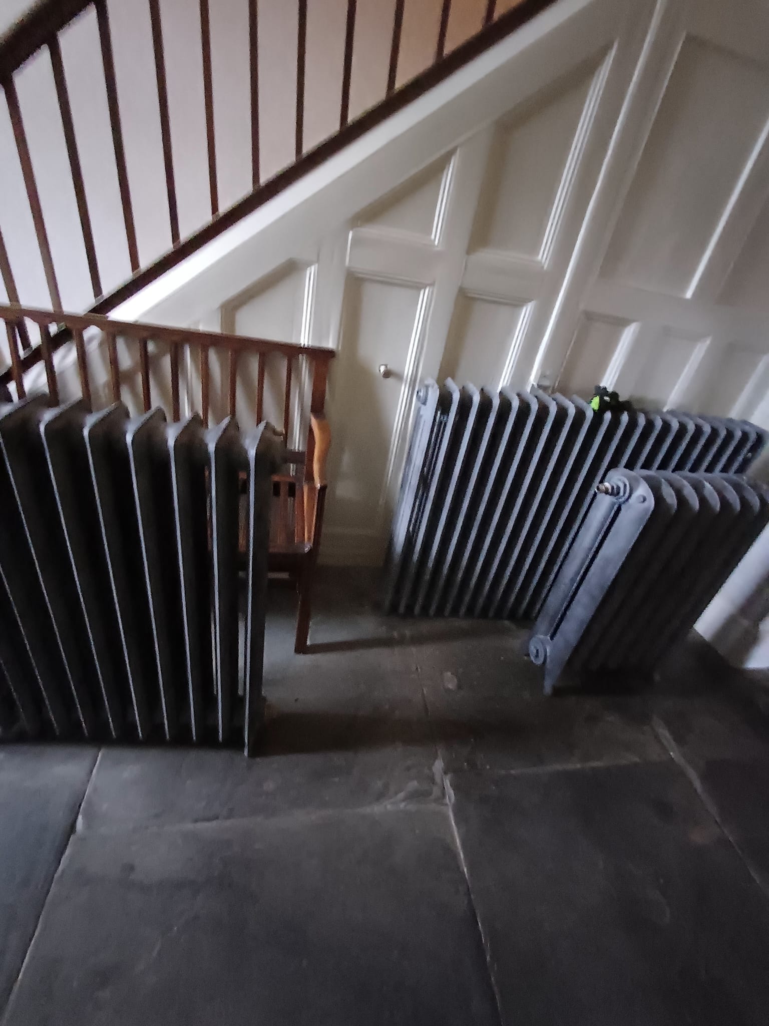 Restored radiators in heritage building setting